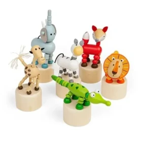 Bigjigs Toys Dřevěná mačkací zvířátka Safari 1 ks
