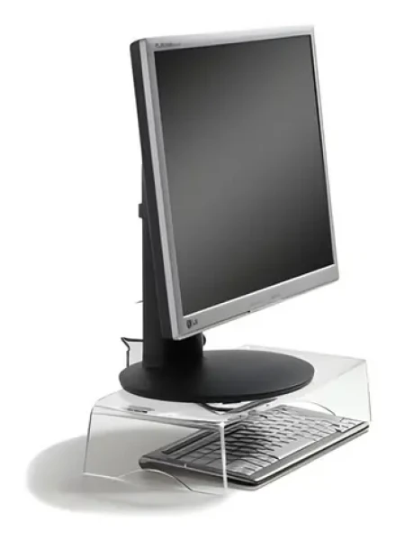BakkerElkhuizen Q-riser 90 transparentní / Podstavec pod monitor / Akryl / Nosnost 10 kg / Výška 95 mm (BNEQR90)