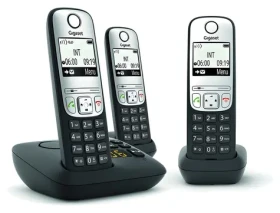 Gigaset A690A Trio černá / Telefon / DECT/analogový / 3 sluchátka / záznamník / hlasitý odposlech (L36852-H2830-C111)