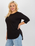 Černá delší základní halenka plus size s 3/4 rukávem