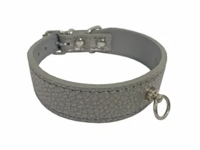 Huhubamboo Metal obojek titanový S / Obojek pro psy / 24 mm x 26-31 cm / Hovězí kůže (355458)