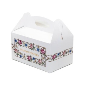 Dortisimo Svatební krabička na výslužku bílá s květinami (20 x 13 x 11 cm)