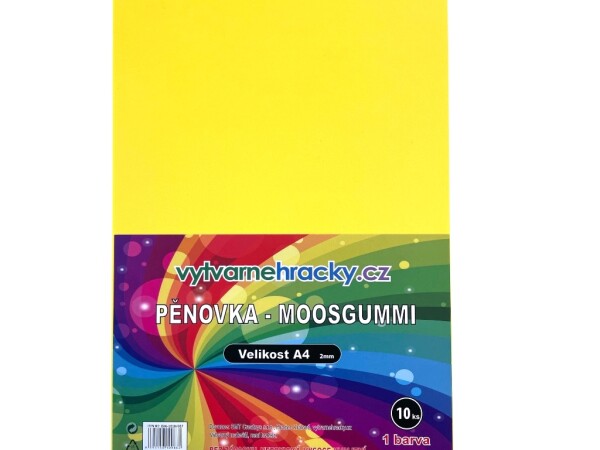 Pěnovka A4, tl. ca 2mm - žlutá, 10ks