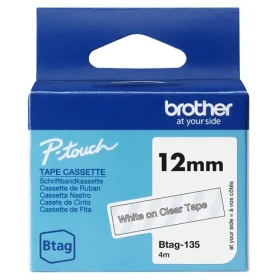 Brother BTAG-135 bílá/průsvitná / Páska do popisovače / 12 mm / 4 m / voděodolná (BTAG135)