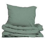 Storefactory Povlečení z organické bavlny Crinkle Mineral Green 150 × 210 cm, zelená barva, textil