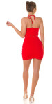 Sexy KouCla Mini šaty s výstřihem + cvočky red Einheitsgroesse