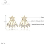 Náušnice Swarovski Elements Stella Gold - hvězda, Bílá/čirá