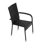 Židle zahradní, černý umělý ratan, kov, stohovatelná.