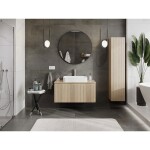 MEXEN/S - Rivel koupelnová skříňka pod umyvadlo 100 cm s deskou, 1 šuplík, reliéf , dub 91A20-10047-1-BFC81