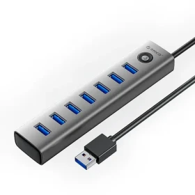 Orico USB Hub 7x USB-A šedá / USB hub / 7x USB-A 3.0 / nabíjecí port USB-C 5V/3A / kabel 1 m (CL7U-U3)
