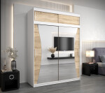Šatní skříň Abi Mo s nástavcem Barva korpusu: Dub Sonoma, Rozměry: 150 cm, Dveře: Černá