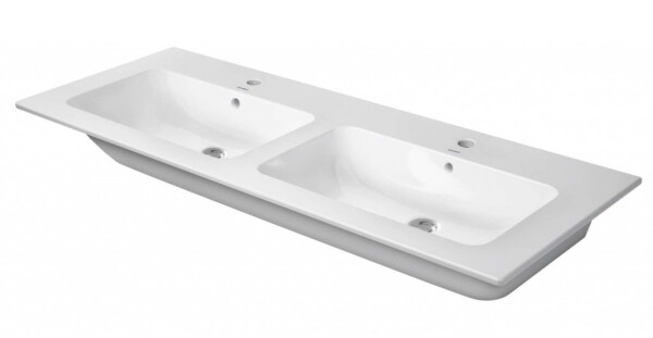 DURAVIT - ME by Starck Dvojumyvadlo nábytkové 130x49 cm, s přepadem, 2 otvory pro baterie, bílá 2336130000