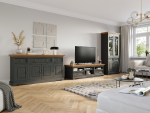 Massivo.cz Komoda Belluno Elegante 3.3, šedá-zlatý dub, masiv, borovice