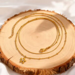 Dvojitý náhrdelník s květinovým motivem Fleur - chirurgická ocel, Zlatá