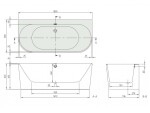 VILLEROY & BOCH - Oberon 2.0 Vana 180x80x46 cm, Quaryl, bílá UBQ180OBR9CD00V-01