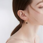 Visací náušnice Hestia - tygří oko, stříbrné zapínání, Hnědá