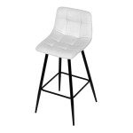 Židle barová, bílá látka, čtyřnohá kovová podnož, černý mat