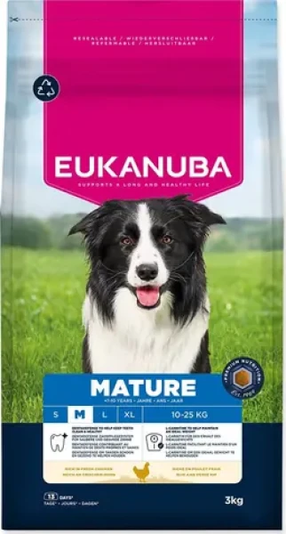 Eukanuba Mature Medium rich in fresh chicken / Granule pro psy / Pro seniory středních plemen / 3 kg (1724-205478)