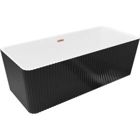 MEXEN/S - Nila volně stojící vana reliéf 170 x 75, bílá/černá, sifon a přepad měď kartáčovaná 52841708075-65