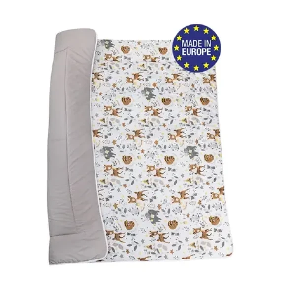 Bomimi HRACÍ deka 120x120, bavlna, oboustranná lesní zvířátka, béžová (BO2302BEI010)