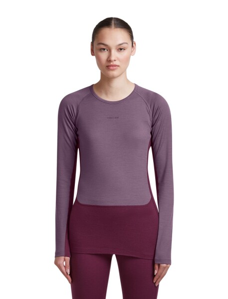 Dámské merino triko dlouhý rukáv ICEBREAKER Wmns Merino 200 ZoneKnit LS Crewe, Dark Berry/Grey Plum/Cb velikost: S