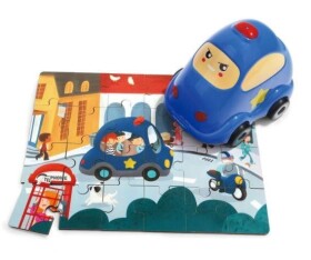 Puzzle Policejní auto, dřevěné s hračkou