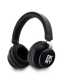 Rozbaleno - DKNY PU Leather Stack Logo černá / Bezdrátová Sluchátka / BT 5.3 / 32 h výdrž / USB-C / rozbaleno (57983120024.Rozbaleno)