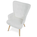 Křeslo ušák, bílá, látka bouclé, AK-309 WT2