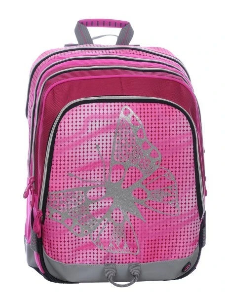 Bagmaster Školní batoh - růžový s motýlem