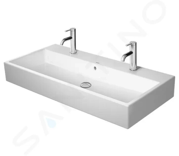 DURAVIT - Vero Air Dvojumyvadlo nábytkové 1000x470 mm, s přepadem, s otvory pro baterie, WonderGliss, bílá 23501000261