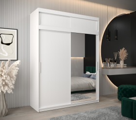 Šatní skříň Abi T2 s nástavcem Barva korpusu: Bílá, Rozměry: 180 cm, Dveře: Bílá