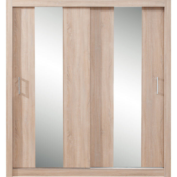 Šatní skříň Cadu se zrcadlem - 200x215x60 cm (dub sonoma)