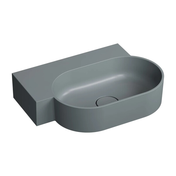 OMNIRES - OVO M+ umyvadlo na desku/závěsné - levé, 55 x 38 cm, ash grey mat; OVO555UWLAG