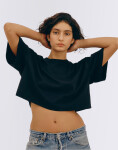 Tričko Organic Basics True Boxy Crop Tee Black