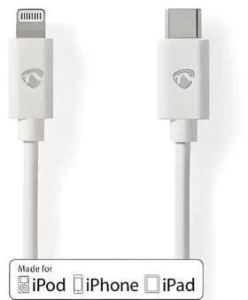 Nedis Lightning kabel 2 m bílá / Datový kabel / USB-C (M) - Lightning 8-pin (M) / USB 2.0 / 480 Mbps (CCGL39650WT20)