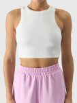 Dámský crop top slim 4F krémový Velikost: