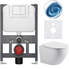 CERANO Kompletní WC set Basic/Cesso - bílá lesklá - WC tlačítko Maxio/Bílá - závěsné - nízký modul - předstěnová instalace - 49x36 cm - 8050BD85989