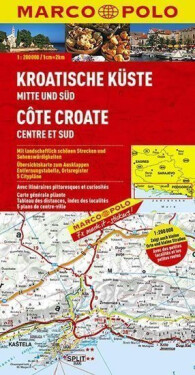 Chorvatské pobřeží střed jih-mapa