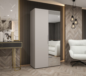 Šatní skříň Abi Marbella 2 Rozměry: 100 cm, Pásky / úchyty: Stříbrné, Barva korpusu + barva dveří: Kašmír + Kašmír