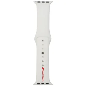 Audi Sport Red Logo Silicone řemínek bílá / Řemínek / silikonový / pro Apple Watch 40/41/42mm (AUS-SR-AW40-42-R8/D2-WE)