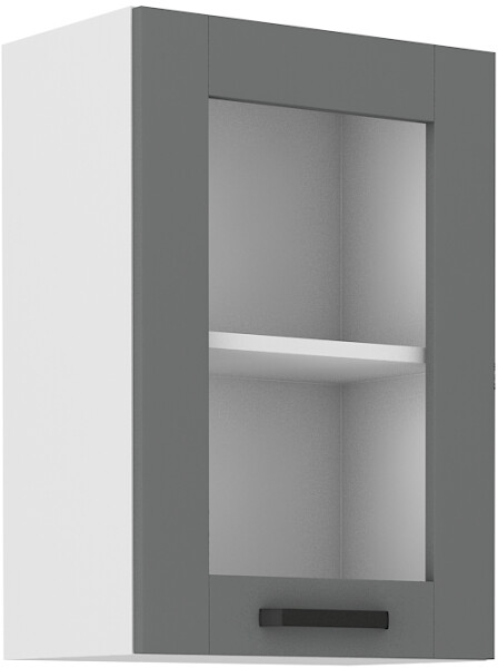 Horní prosklená skříňka Luna 40 GS-72 1F Barva korpusu: Bílá, Barva dvířek: Dust Grey
