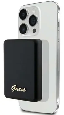 Guess Metal Script Logo MagSafe černá / Powerbanka / 5000 mAh / 15 W (GUPBM5ALGSGK)