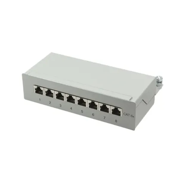 LogiLink Patch panel šedá / Patch panel / 8 portů / Cat6A / stolní/nástěnná montáž / RJ-45 (NP0018)