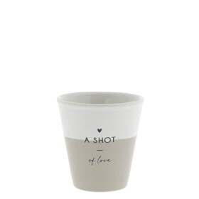 Bastion Collections Keramický šálek na espresso A Shot of Love 50 ml, béžová barva, bílá barva, keramika