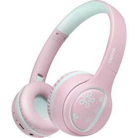 LogiLink BT0073P Sluchátka On Ear Bluetooth®, kabelová růžová, světle modrá složitelná, omezení hlasitosti