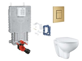 GROHE - Uniset Set předstěnové instalace, klozetu, sedátka SoftClose, tlačítka Skate Cosmopolitan a sady pro vhazování tablet, kartáčovaný Cool Sunrise SANI15BB4121