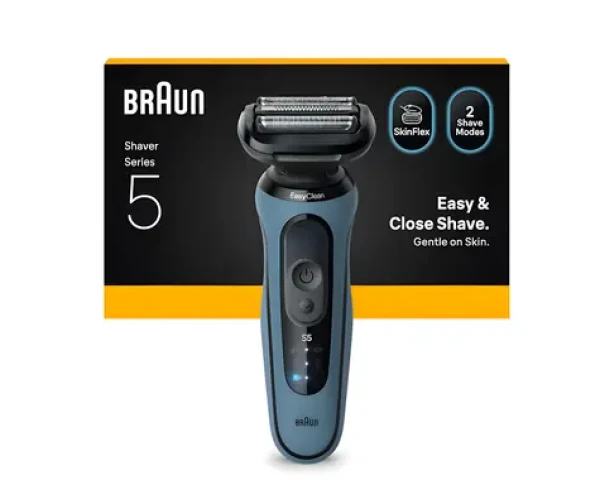 Braun Series 5 52-A1000S modrá / planžetový holicí strojek / rychlé nabíjení / Li-ion baterie (52-A1000S)
