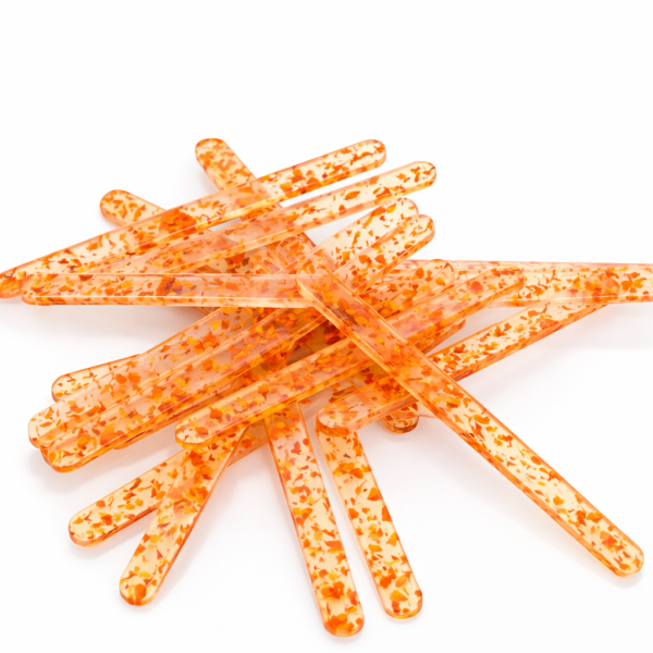 Cake star Akrylatové tyčky na nanuk oranžová s třpytkami délka 11,5cm (10ks)