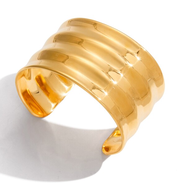 ELENYS Monolith Textured – pozlacený náramek 18K žluté zlato Délka náramku: Průměr 6,3 cm / Pro zápěstí 16,5-18,5 cm