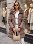 Dámská zimní prošívaná bunda s kapucí, béžová, FashionStreet TY5821 M